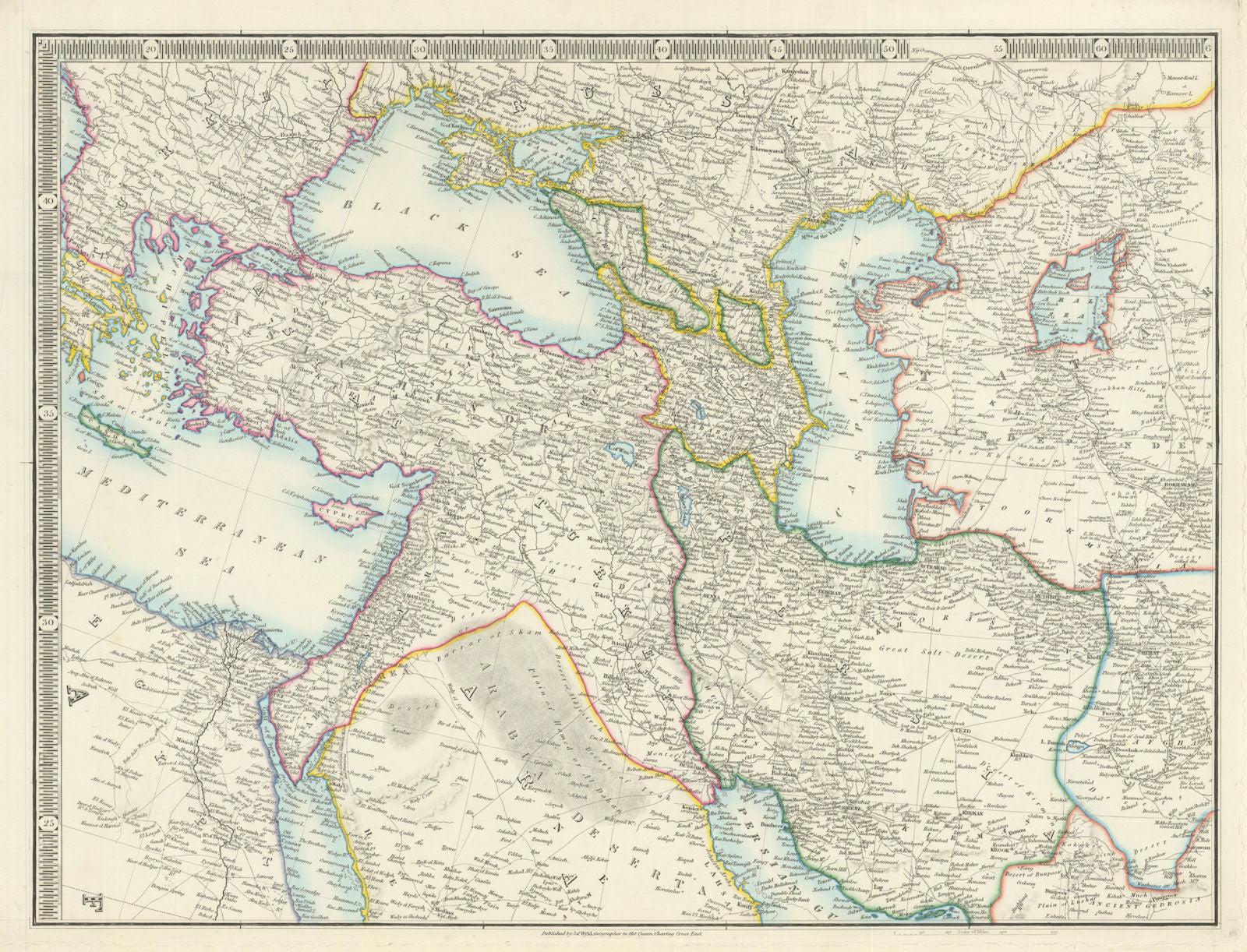 Middle East, southwest Asia, Turkey in Asia & Persia by James Wyld 1844 map